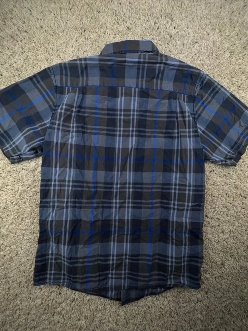 North Face Shirt Mens Short Sleeve Button Up Blue Gray Plaid Size Small Smol